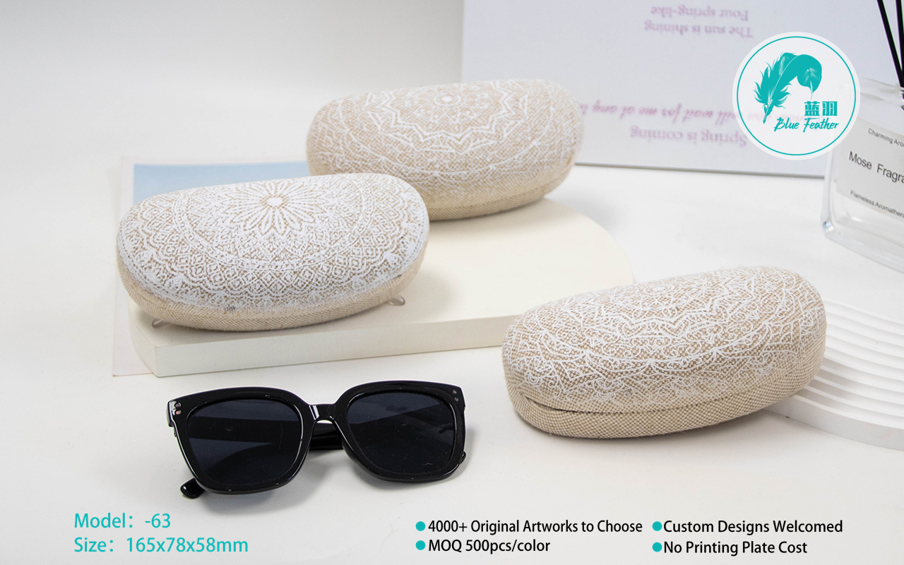 Bohemian Style Hard Shell Eyewear Case with Soft Interior for Sunglasses and Prescription Glasses